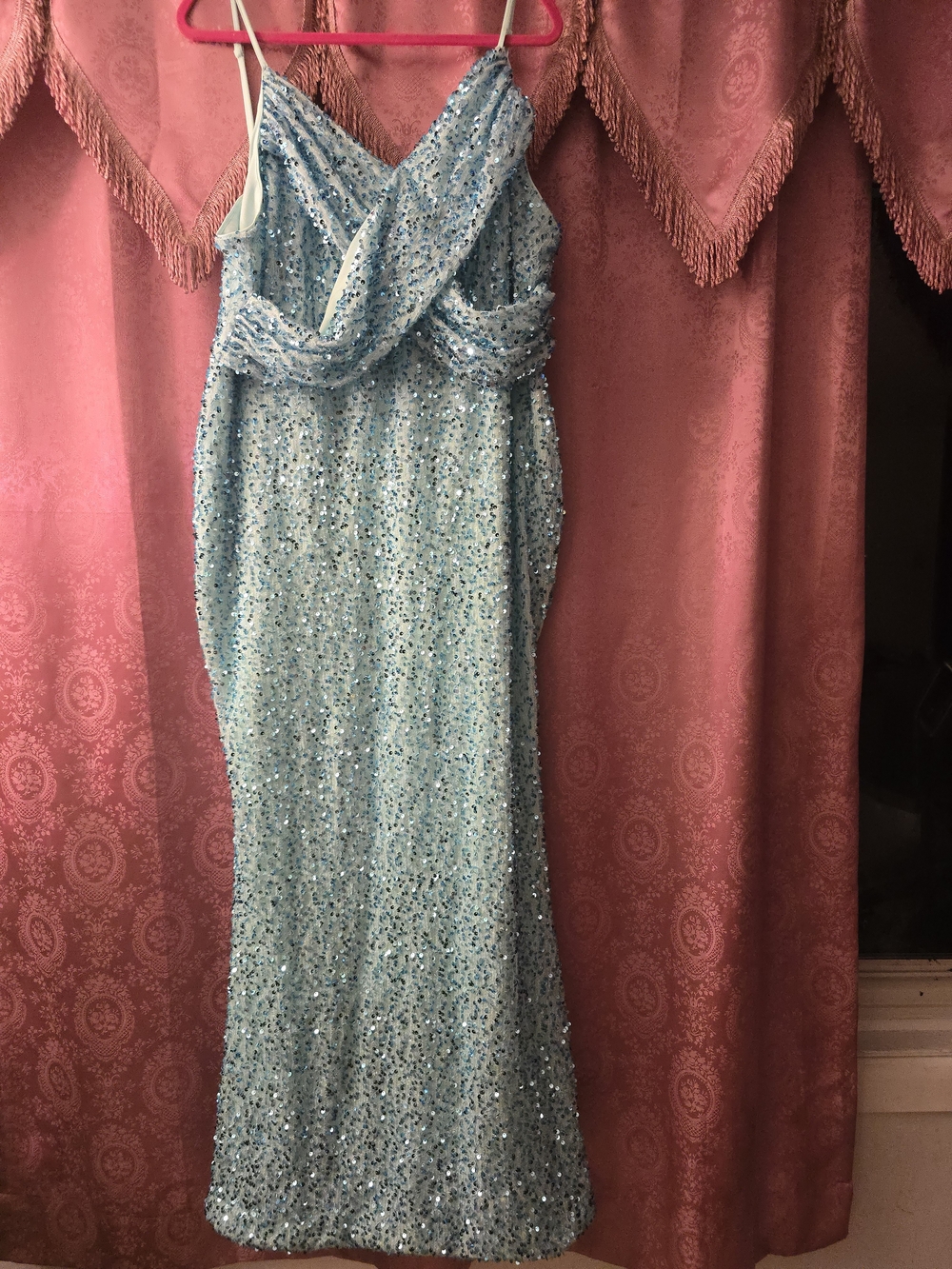 Light Blue Sequin Evening Dress - Women's Formal Gown